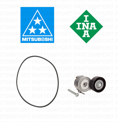 Drive Belt + Tensioner with Roller MITSUBOSHI OEM / INA OEM for Porsche CAYENNE