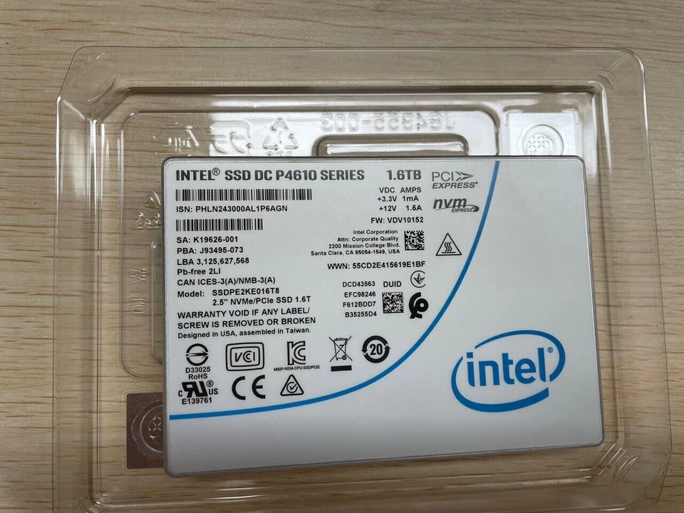 Intel SSD DC P4610 1.6TB 3.2TB 6.4TB NVME U.2 2.5" PCIE Series Solid State LOT - Image 2 of 3