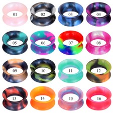 16Pairs Thin Silicone Ear Gauges Flesh Tunnels Plugs Jewelry Piercing 2g-3/4''