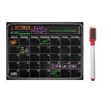16" x 12" Dry Erase Magnetic Refrigerator Calendar Message Flexible Black Board