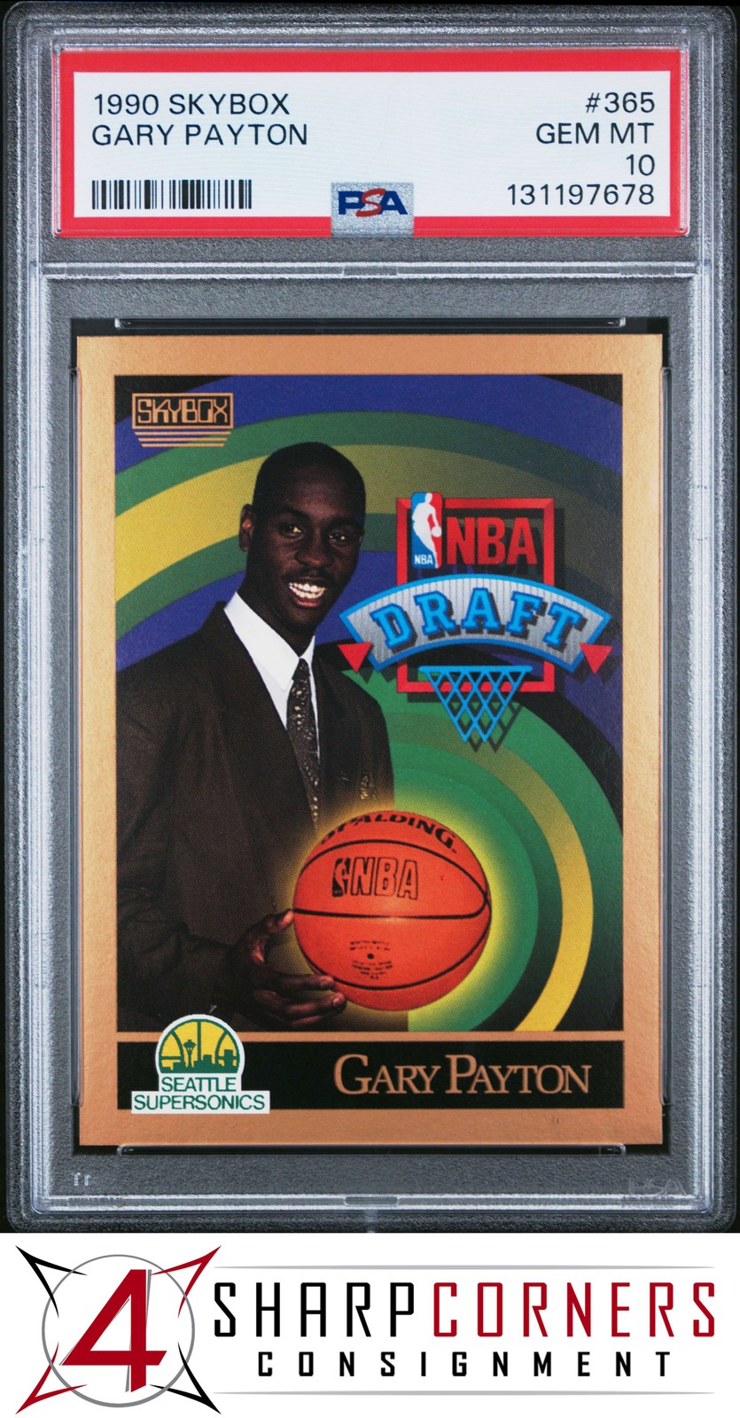 1990 SKYBOX #365 GARY PAYTON RC SUPERSONICS HOF PSA 10