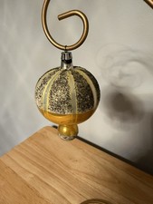 Vtg Gold Finial Glass Ball Drop Mica Gold Christmas Ornament Only