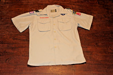 Boy Scouts of America BSA Youth Shirt Large Tan Vented Poly Microfiber Glue Patc