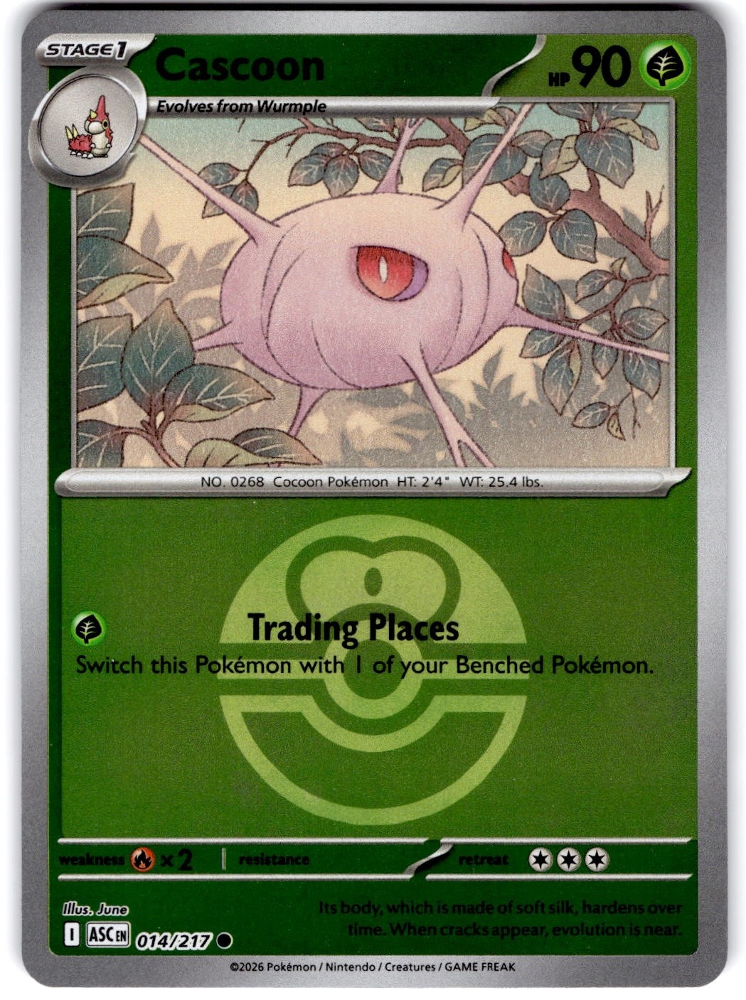 Pokemon Cascoon ASC 14/217 Pokeball Holo Near Mint English