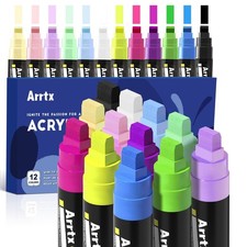 12 Colors Jumbo Poster Markers, 10mm Jumbo Felt Tip,Acrylic Paint Markers Per...