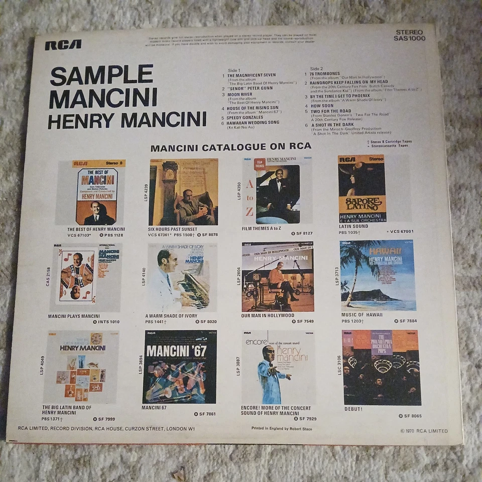 Henry Mancini - Sample Mancini - 12" vinyl LP album  - Image 4 of 4