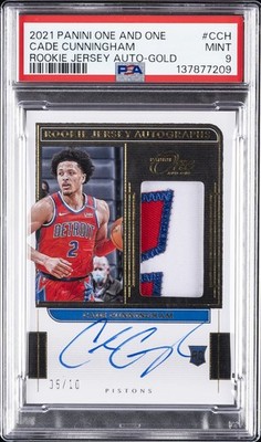 2021 PANINI ONE & ONE ROOKIE JERSEY AUTOS GOLD CADE CUNNINGHAM 5/10 PSA 9 AUTO