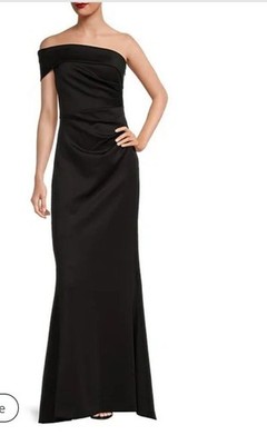 Eliza J Black Sleeveless Draped Gown With Spaghetti Straps Size 10 Formal Wear P