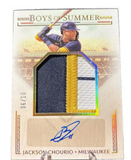 2024 Panini Boys of Summer Gold Relic Auto RC #6/10 Jackson Chourio Brewers