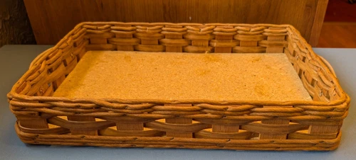Vtg baking dish wicker basket 14"x9"x2", Made for PYREX Brand 233, Corning NY
