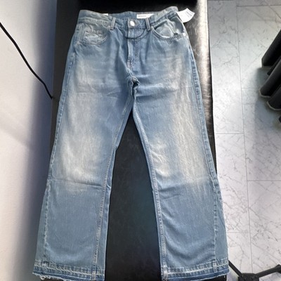 Bershka Herren Flared Jeans blau helle Waschung Gr. 40 L ca. 74cm Denim