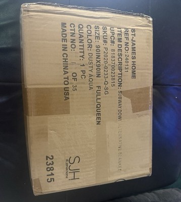 St. James Subway Down Alternative Blanket - Full/Queen Dusty Aqua - New/Unopened