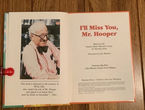 I’l Miss You, Mr Hooper 1984 N Stiles Illust J Mathieu HC Random House Juvenile - Picture 4 of 9