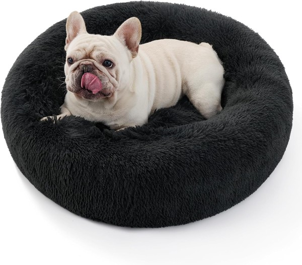 Hundebett Waschbar Flauschig Ø 70 Cm PlüSch Katzenkissen Rund Dunkelgrau Hunde-image