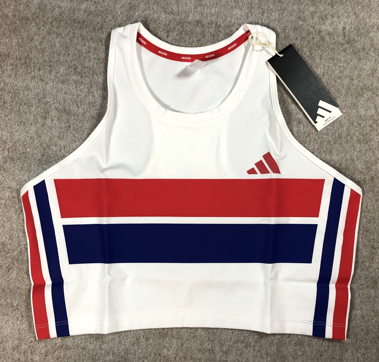 Adidas Womens Running Adizero Retro Running Crop Top UK XL 20 22 White Red Blue