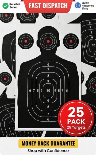 25 Paper Shooting Targets Gun Range Pistol Rifle Bulk Pack Silhouette 12x18