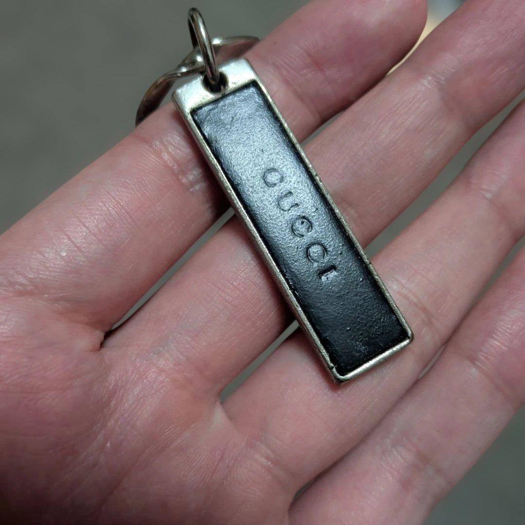 GUCCI Metal Key Chain Silver Rectangular Pendant - image 4