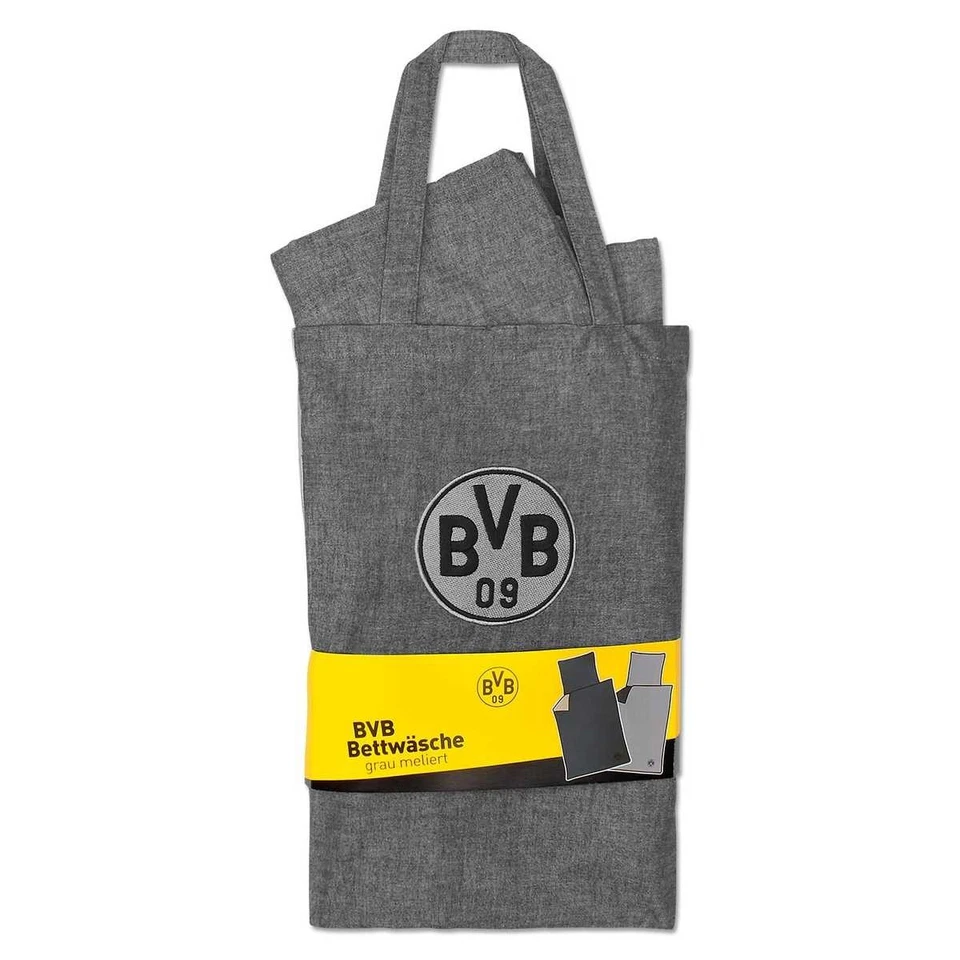 BVB Borussia Dortmund Bettwäsche grau meliert 135 x 200 cm - Bild 3 von 4