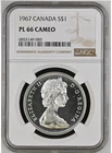 1967 $1 Canada - Elizabeth II Dollar - NGC PL 66 Cameo - Silver 672,514 Mintage.