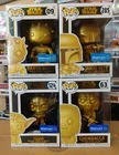 Funko Pop Lot Of 4 Star Wars Gold Exclusives / Shipped In Ecotek Soft Protectors