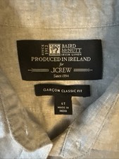 J.Crew Baird McNutt Irish Linen Beige Shirt SZ 6T GARCON CLASSIC FIT va