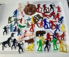 Vintage Tim Mee Toys Marx Cowboys, Indians, Soldiers And Animal Figures 50 Pcs