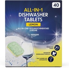 by Amazon ALL-IN-ONE Lemon Dishwasher Tablets, 40 tablets 40 count (Pack of 1) 
