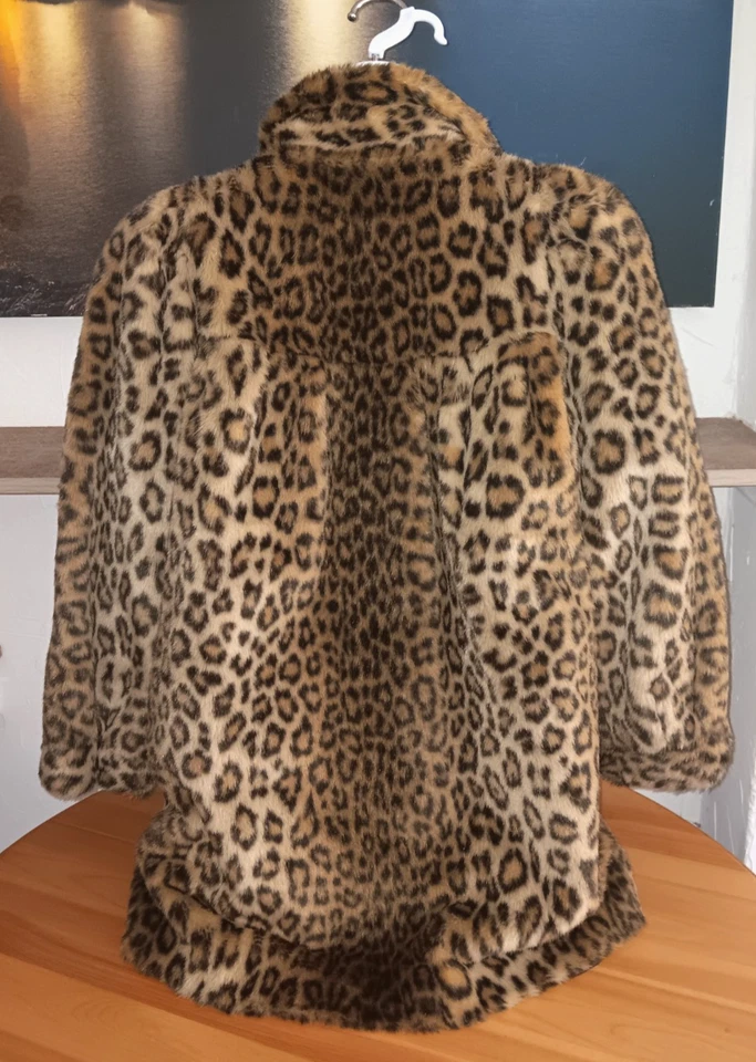 Abrigo chaqueta imitación piel imitación estampado leopardo vintage años 70 pequeña Francia Foto 3 de 4