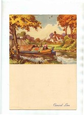Cunard Line RMS Queen Elizabeth Luncheon Menu 1950 Canal Scene Cover