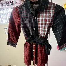 Polo Ralph Lauren Girls Plaid Shirt Dress Belted Long Sleeve Size 10