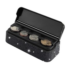 Bling Coin Holder for Car,4 Compartment Car Organizers and Storage with Black