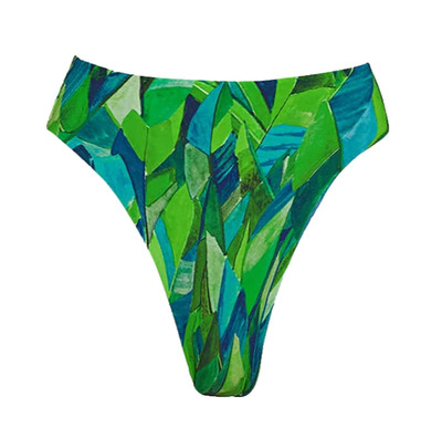 Vix Paula Hermanny Tropics Gigi High-Waist Bikini Bottoms Green Size S NWT