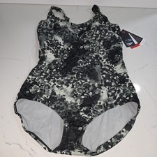 Speedo Black, Green  Gray Built in Wireless Bra Swimsuit Womens Sz 8 NEW