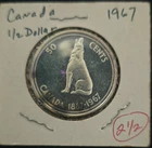 Canada 1967 50 Cents Silver Wolf Coin KM#64 Centennial Commemorative