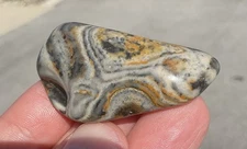 31g Polished Flint Zebra Calcite PalmStone Freeform Preform Cab Satin Tumbled