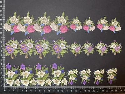 TWO RED ROBINS 24 Die Cut Multi Coloured Flowers, Toppers, Journaling, Card Making