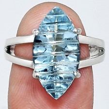 Sky Blue Topaz 925 Sterling Silver Ring Size 9 Natural Gemstone R-1019