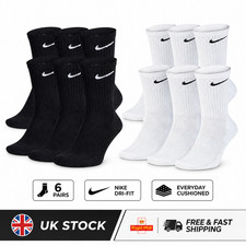 Nike Dri-FIT Crew Socks 6 Pairs Mens Everyday Cushioned SX7666 Black White