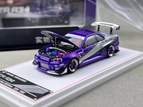 FH 1:64 Purple JDM Skyline GTR R34 Gifted Sports Model Diecast Metal Car 