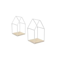 SET 2 BACHECHE STILE INDUSTRIAL 20-15CM CON DESIGN A CASETTA STRUTTURABIANCA