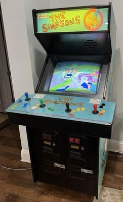 Vintage 1991 Konami The Simpsons Full Size Arcade 4 Player Video Console
