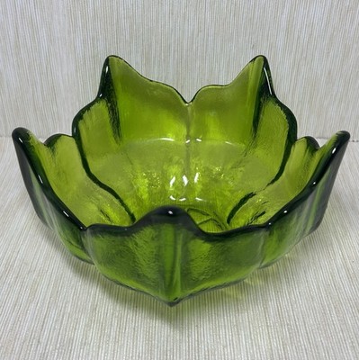 Vintage Glasschale smaragdgrün MCM Wikinger 5 Punkt Lotusblume Sammlerstück
