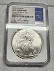 2000 Silver Eagle Obverse Struck Thru NGC Mint Error, MS 69