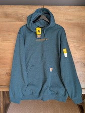 Carhartt Hoodie Men L Green Fleece Lined Rain Defender Loose Fit Long Sleeve NWT