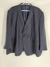 Oak Hill R men's navy blue plaid blazer size 5XL 62R 100 pure new wool classic