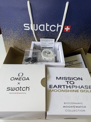 New Swatch X Omega Moonswatch Mission to Earthphase Moonshine Gold Cold Moon