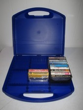 Alpha 36 Cassette Tape Storage Case Blue Plastic with Carry Handle Made in USA