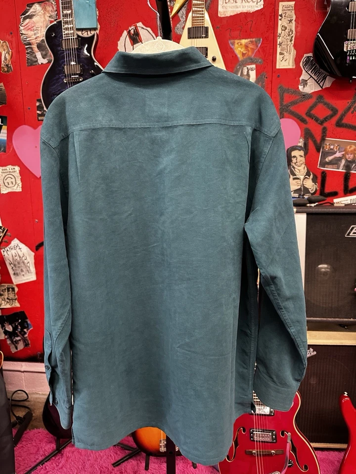 Camisa Bruno Para Hombre Talla Grande Gamuza Microfibra Manga Larga Cuello Abotonada Foto 4 de 4