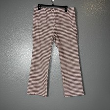 Brown  Cream Plaid Flare Pants Retro 70s Style Made in USA Women  s Medium