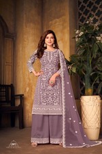 Lavender Net Designer Embroidery Palazzo Suit with Stylish Dupatta  Party Wear